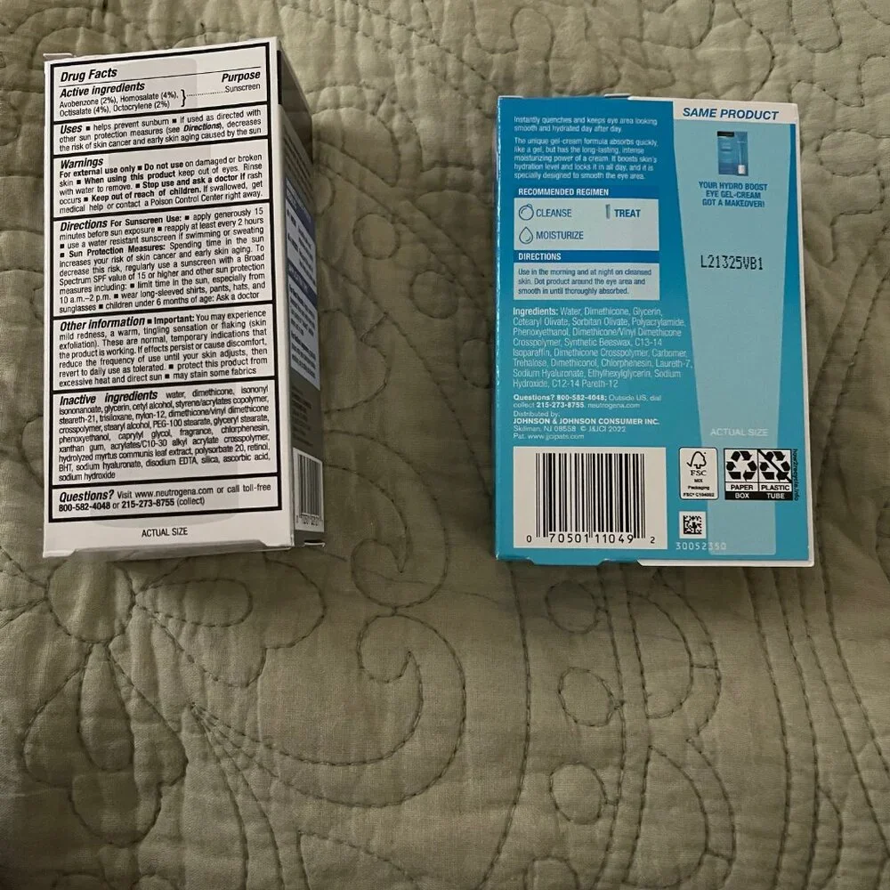 Neutrogena rapid wrinkle repair and Hydro Boost eye gel cream